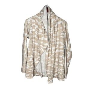 Lucky Brand neutral camo print open front cardigan sweater cotton size small